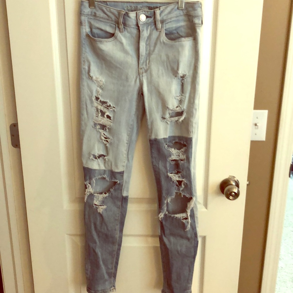 AE Hi-rise Skinny destructed Jegging - 6 in GUC